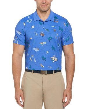 Original Penguin Pete's Game Print Golf Polo Shirt In Amparo Blue