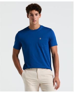 Original Penguin Supima Sticker Pete Pocket T-shirt In Blue Quartz
