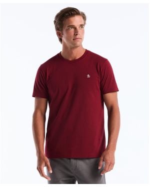 Original Penguin Pin Point Embroidered Logo T-shirt In Cabernet