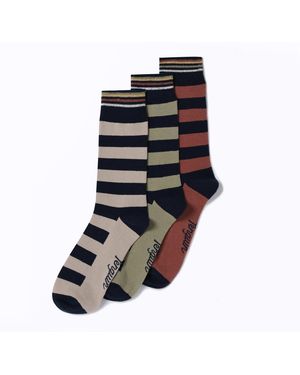 Original Penguin 3 Pack Striped Socks In Navy - Black