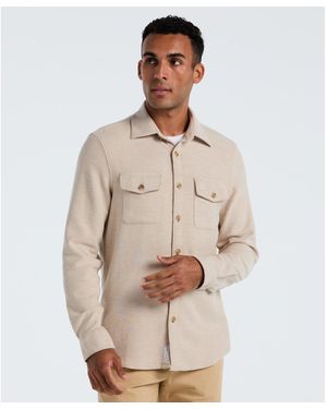 Original Penguin Double Weave Overshirt In Birch - Brown