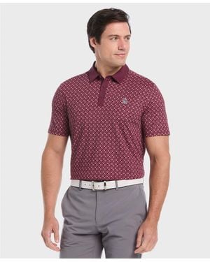 Original Penguin Geo Colour Block Golf Polo In Mauve Wine - Red