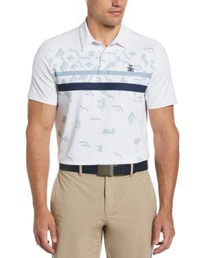 Original Penguin Got Game Engineered Stripe Printed Golf Polo Shirt In Bright White