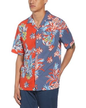 Original Penguin Floral Camp Collar Shirt - Blue
