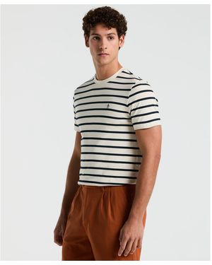 Original Penguin Breton Striped T-shirt In Birch - Grey