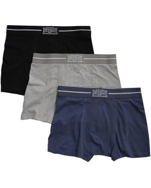 Original Penguin 3 Pack Plain Boxers In Grey - Black