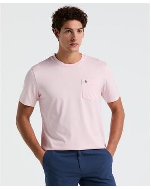 Original Penguin Supima Sticker Pete Pocket T-shirt In Parfait Pink - Multicolour