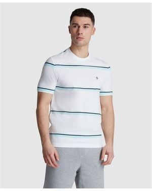Original Penguin Birdseye Pique Striped Tee In Bright White