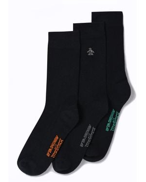 Original Penguin 3 Pack Embroidered Penguin Socks In Black