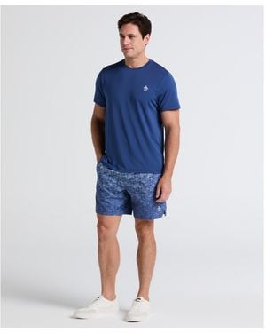Original Penguin Graphic Print Performance Tennis Shorts In True Navy - Blue