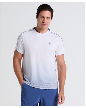 Original Penguin Ombre Net Graphic Performance Tennis T-shirt In Bright White