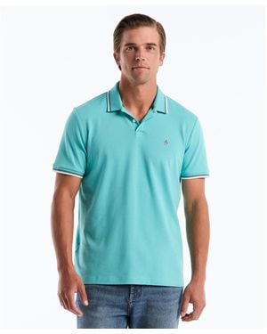 Original Penguin Tipped Pique Polo Shirt In Aquarelle - Blue