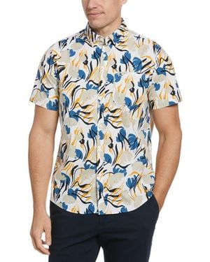 Original Penguin Ecoverotm Blend Painted Floral Print Shirt - Blue