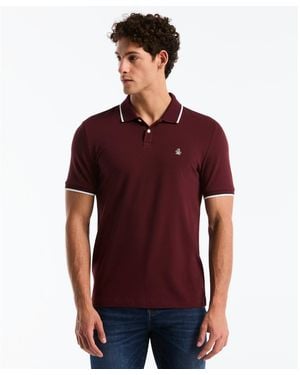 Original Penguin Tipped Pique Polo In Port Royale - Red