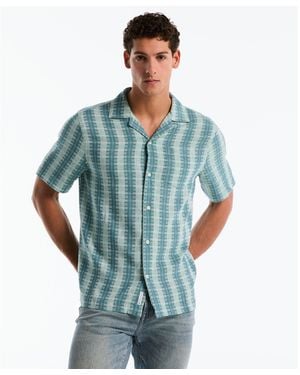 Original Penguin Vertical Pattern Short Sleeve Shirt In Copen Blue