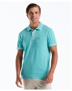 Original Penguin Earl Pique Polo Shirt In Aquarelle - Blue