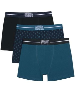 Original Penguin 3 Pack Plain And Print Underwear In Blue/black