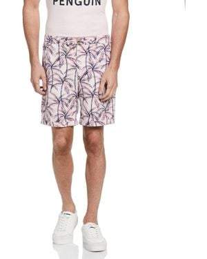 Original Penguin Dobby Palm Print Shorts In Pink Dogwood - Red