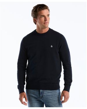 Original Penguin Cotton Crew Neck Jumper In Dark Sapphire - Blue
