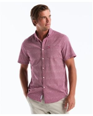 Original Penguin Wavy Grid Print Short Sleeve Shirt In Parfait Pink - Red