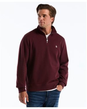 Original Penguin Sticker Pete Quarter Zip Sweatshirt In Port Royale - Red