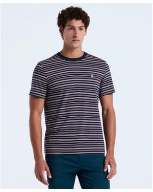 Original Penguin Yarn-dyed Stripe T-shirt In Dark Sapphire - Blue