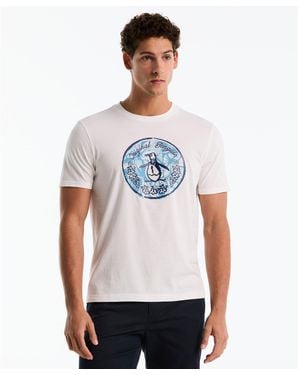 Original Penguin Stamp Logo Graphic T-shirt In Bright White
