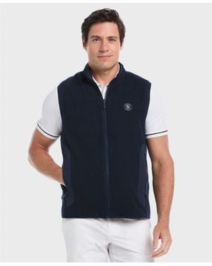 Original Penguin Mixed Media Reversible Fleece Golf Gilet In Black Iris - Blue