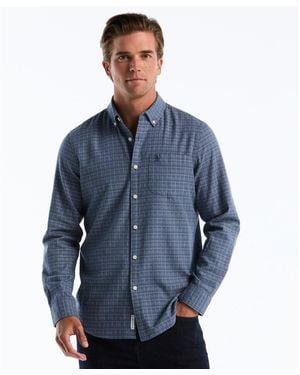 Original Penguin Dobby Check Grid Shirt In Sargasso Sea - Blue