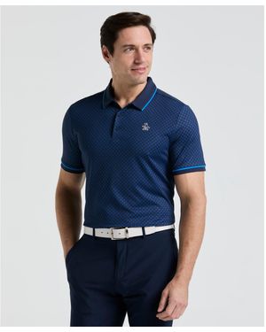 Original Penguin Engineered Novelty Caddy Print Golf Polo Shirt In Black Iris - Blue