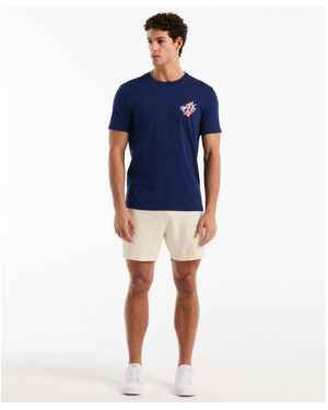 Original Penguin 6" Linen Cotton Shorts In Birch - Blue