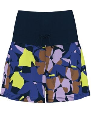Original Penguin Women's High Waist Floral Print Tennis Shorts In Black Iris - Blue