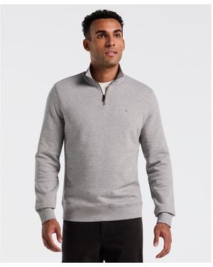 Original Penguin Sticker Pete Quarter Zip Sweatshirt In Rain Heather - Grey