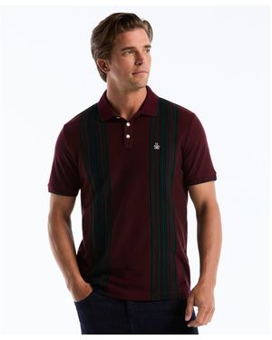 Original Penguin Raised Ottoman Vertical Stripe Polo In Port Royale - Black