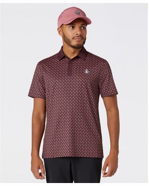 Original Penguin Geo Colour Block Golf Polo In Mauve Wine - Red