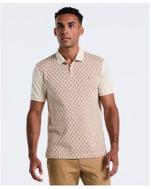 Original Penguin Martini Print Polo Shirt In Birch - Natural