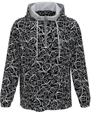 Original Penguin Quarter Zip Penguin Print Golf Windbreaker Jacket - Black