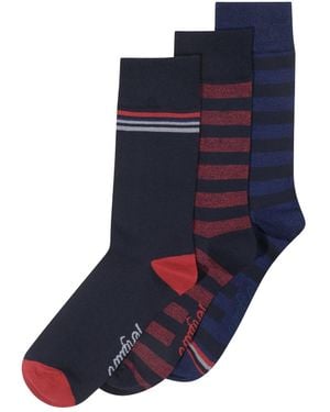 Original Penguin 3 Pack Striped Socks In Navy/red - Blue