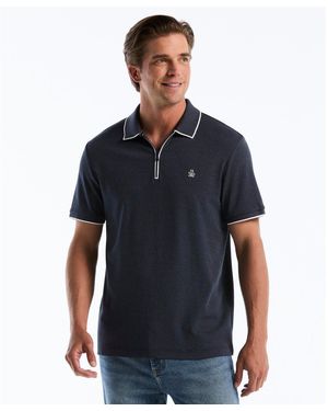 Original Penguin Interlock 1/4 Zip Tipped Polo In Dark Sapphire Heather - Blue