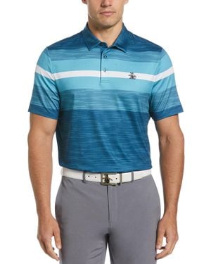 Original Penguin Colour Block Engineered Marl Stripe Golf Polo Shirt In Corsair - Blue