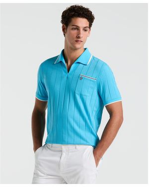 Original Penguin Icons Open Collar Polo Shirt In Horizon Blue