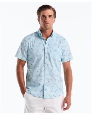 Original Penguin Flower Print Short Sleeve Shirt In Cool Blue