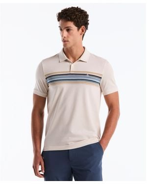 Original Penguin Birdseye Pique Multi Chest Stripe Polo Shirt In Birch - White