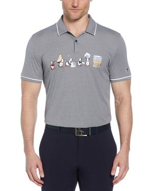 Original Penguin Barback Pete Printed Golf Polo Shirt In Black Iris - Grey