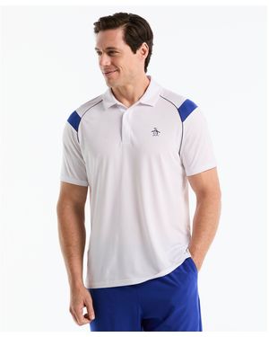 Original Penguin Raglan Stripe Tennis Polo In Bright White