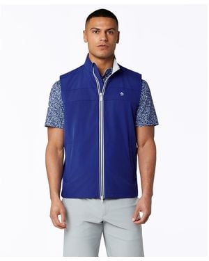 Original Penguin Heritage Lightweight Packable Golf Vest In Surf The Web - Blue