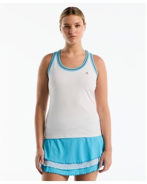 Original Penguin Women's Contrast Rib Racerback Tennis Tank Top In Bright White - Green