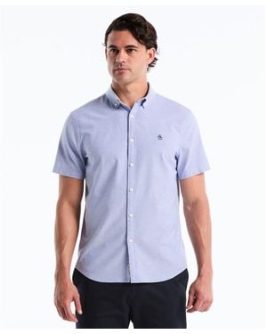 Original Penguin Short Sleeve Oxford Shirt In Amparo Blue
