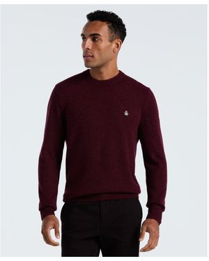 Original Penguin Lambswool Crew Neck Jumper In Cabernet - Red