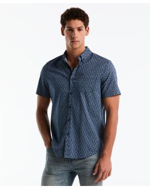 Original Penguin Rattan Stripe Short Sleeve Shirt In Sargasso Sea - Blue